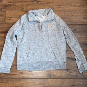 Women’s PINK gray half zip sweatshirt